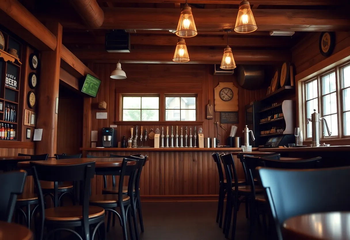Interior of Middle James Brewing Company Rock Hill showing empty beer taps.
