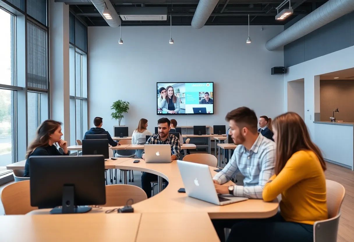 Students participating in an online learning class at Winthrop University