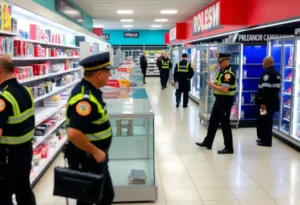 Investigation scene of organized retail theft in a store