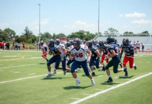 Players on the field during Prosper Rock Hill football game