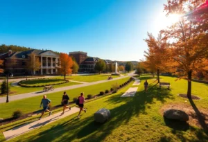 People enjoying a sunny day in Rock Hill, South Carolina in September