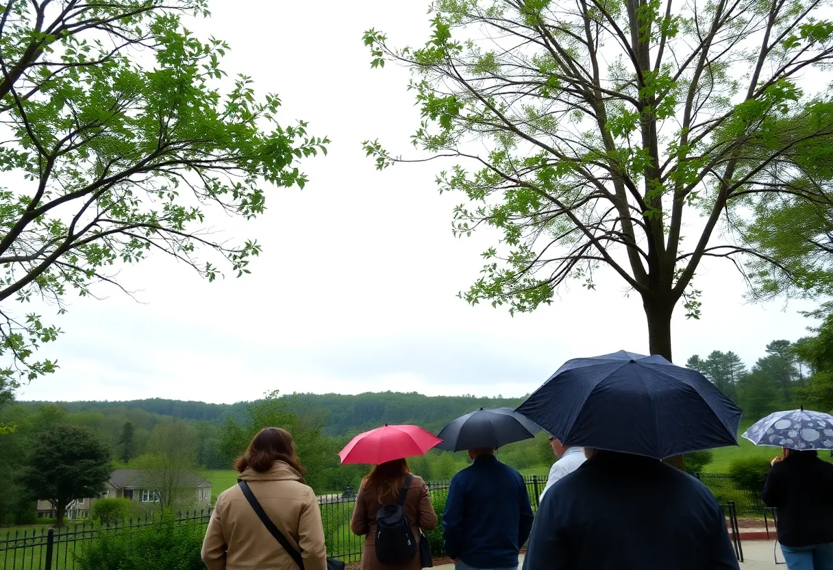 People enjoying a cool, damp day in Rock Hill, SC