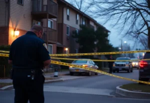 Police officers investigating a scene in Rock Hill where a shooting occurred.