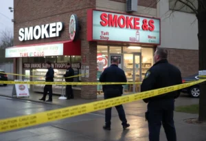 Police investigating outside a smoke shop in Rock Hill, S.C.