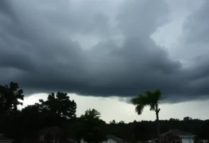 Rock Hill, SC under dark clouds before a storm.