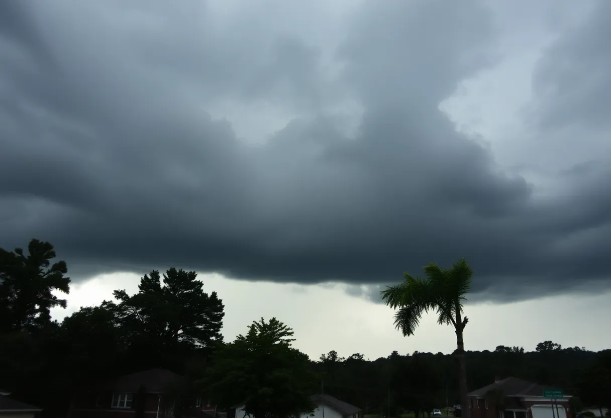 Rock Hill, SC under dark clouds before a storm.