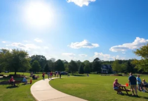 People enjoying a sunny day in Rock Hill, South Carolina park