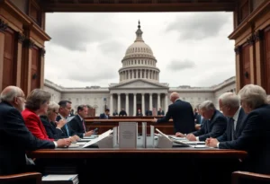 Senators voting in the Senate chamber