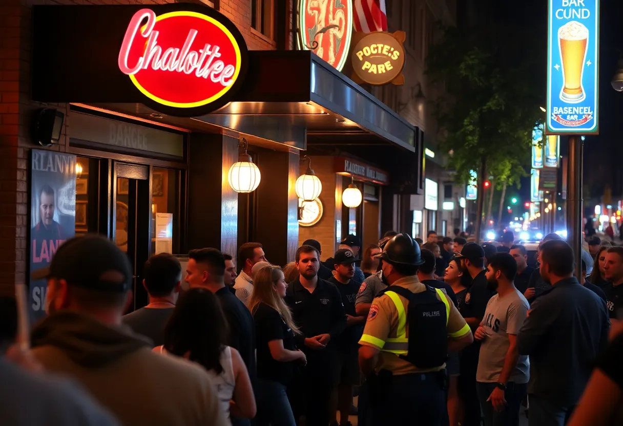 Police outside Brooklyn Lounge in Uptown Charlotte after a shooting incident