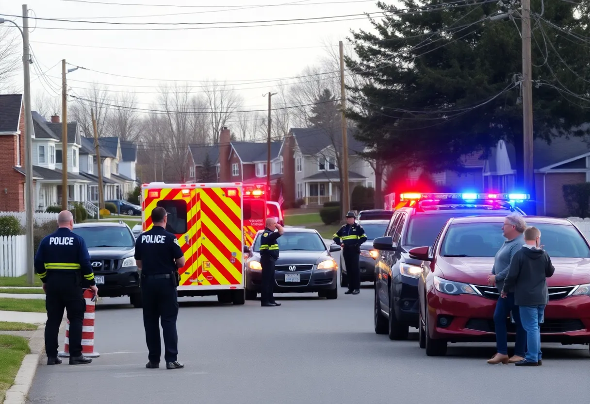Emergency services response on a residential street