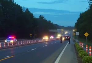 Police presence at a shooting scene on I-64 in York County, Virginia.