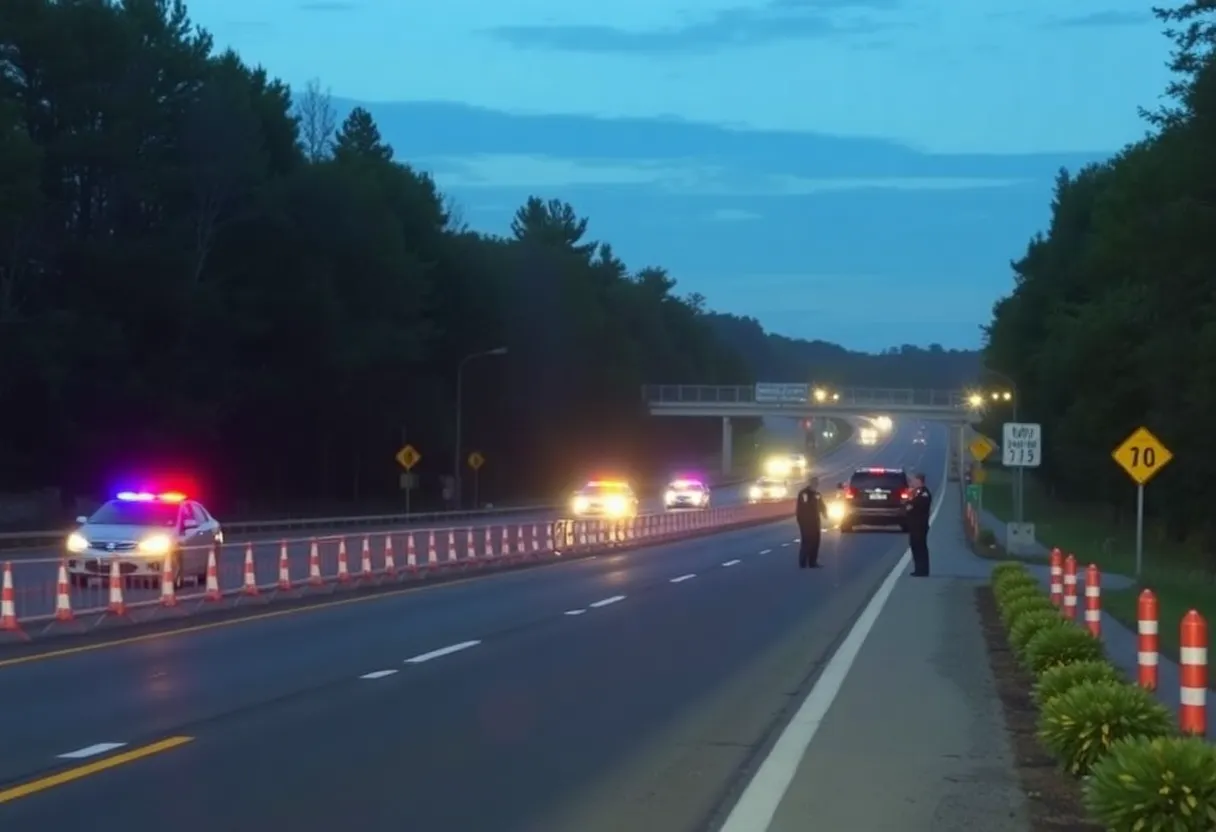 Police presence at a shooting scene on I-64 in York County, Virginia.