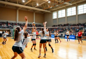 Tennessee volleyball team competing in a doubleheader match