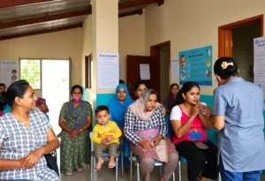 Families at a vaccination clinic in Mecklenburg County