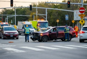 Emergency responders at the scene of a vehicle collision in Elizabethtown.