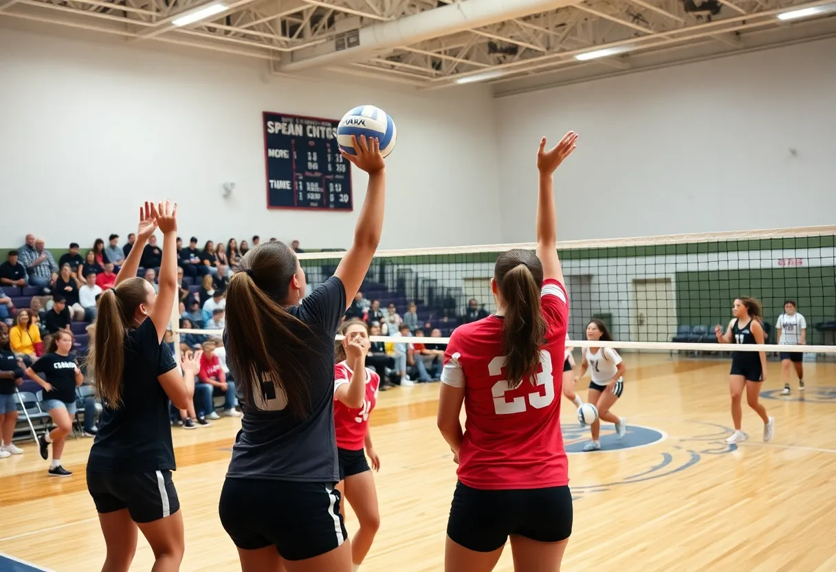 Winthrop volleyball team playing against Gardner-Webb