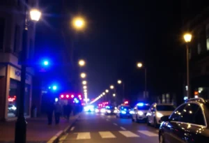 Police lights at a crime scene in York City