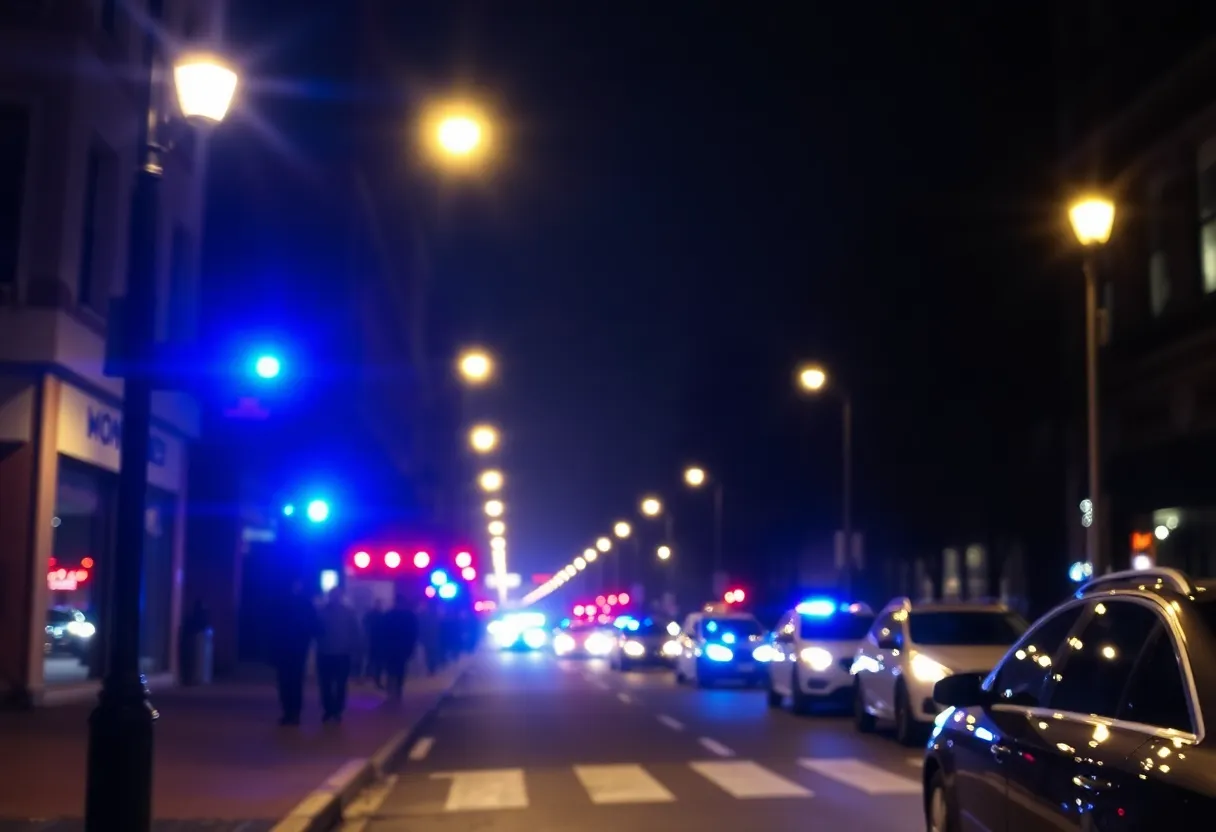 Police lights at a crime scene in York City