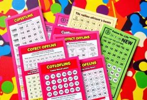 An array of colorful lottery scratch-off tickets