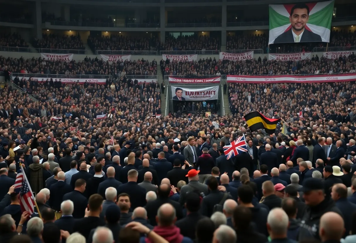 Crowd at Charlie Kirk's memorial with security presence