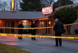 Crime scene at a motel in Charlotte following a shooting