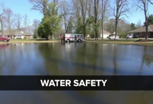 Emergency personnel responding to a pond incident in Salisbury Township.