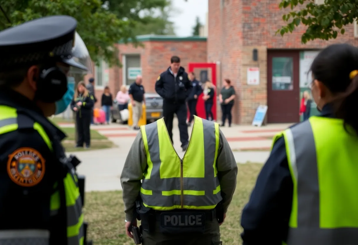Police presence outside a school related to coach arrest investigation