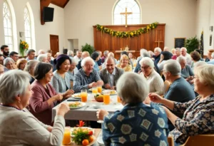 Community gathering celebrating a retirement event