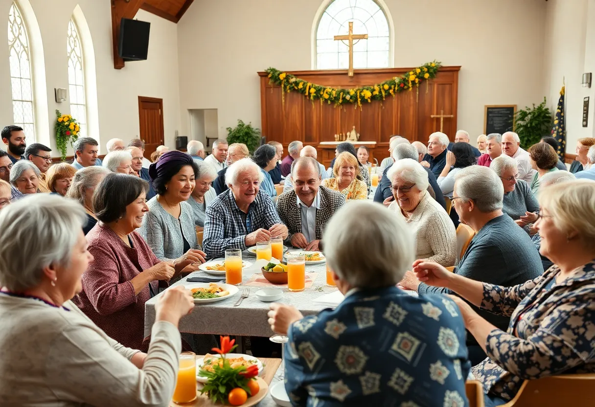 Community gathering celebrating a retirement event