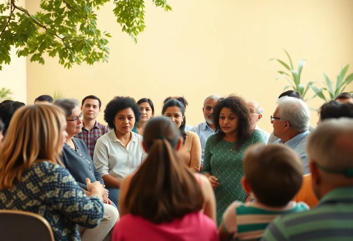 Community members engaged in a discussion about child protection