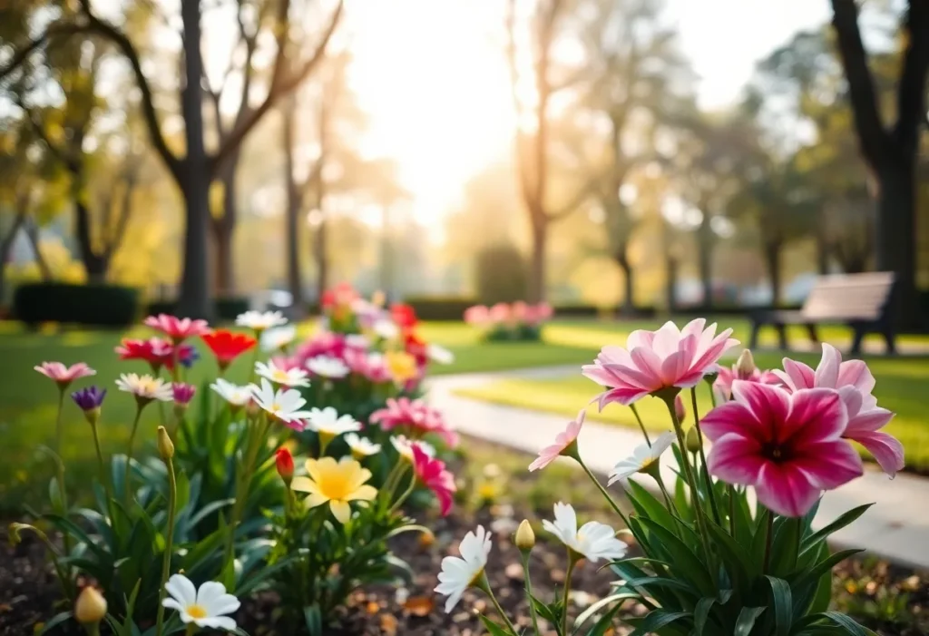 A peaceful community park symbolizing remembrance.