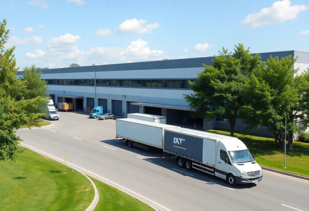Aerial view of a Costco distribution center in a suburban environment