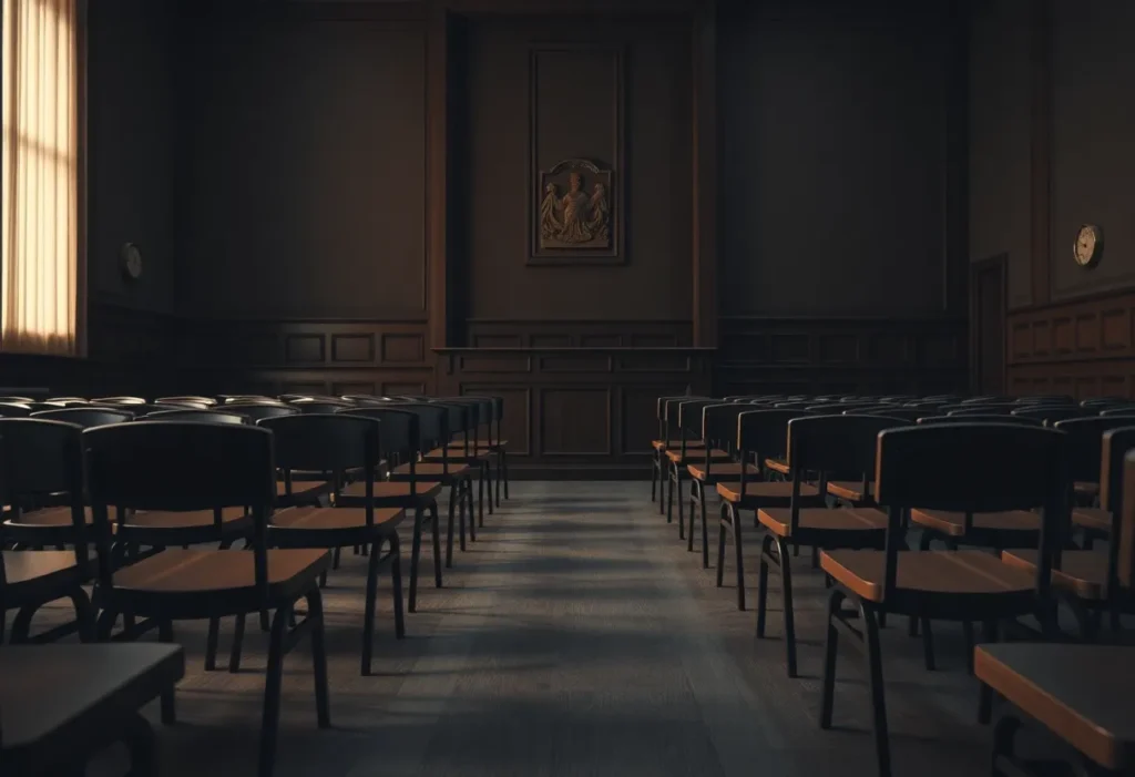 Courtroom symbolizing justice