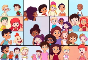 A collage representing diversity in children's animated series.