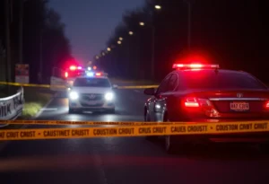 Scene of a DUI crash aftermath on a road