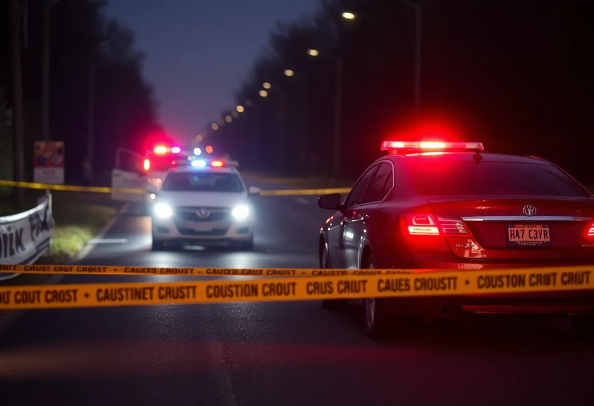 Scene of a DUI crash aftermath on a road
