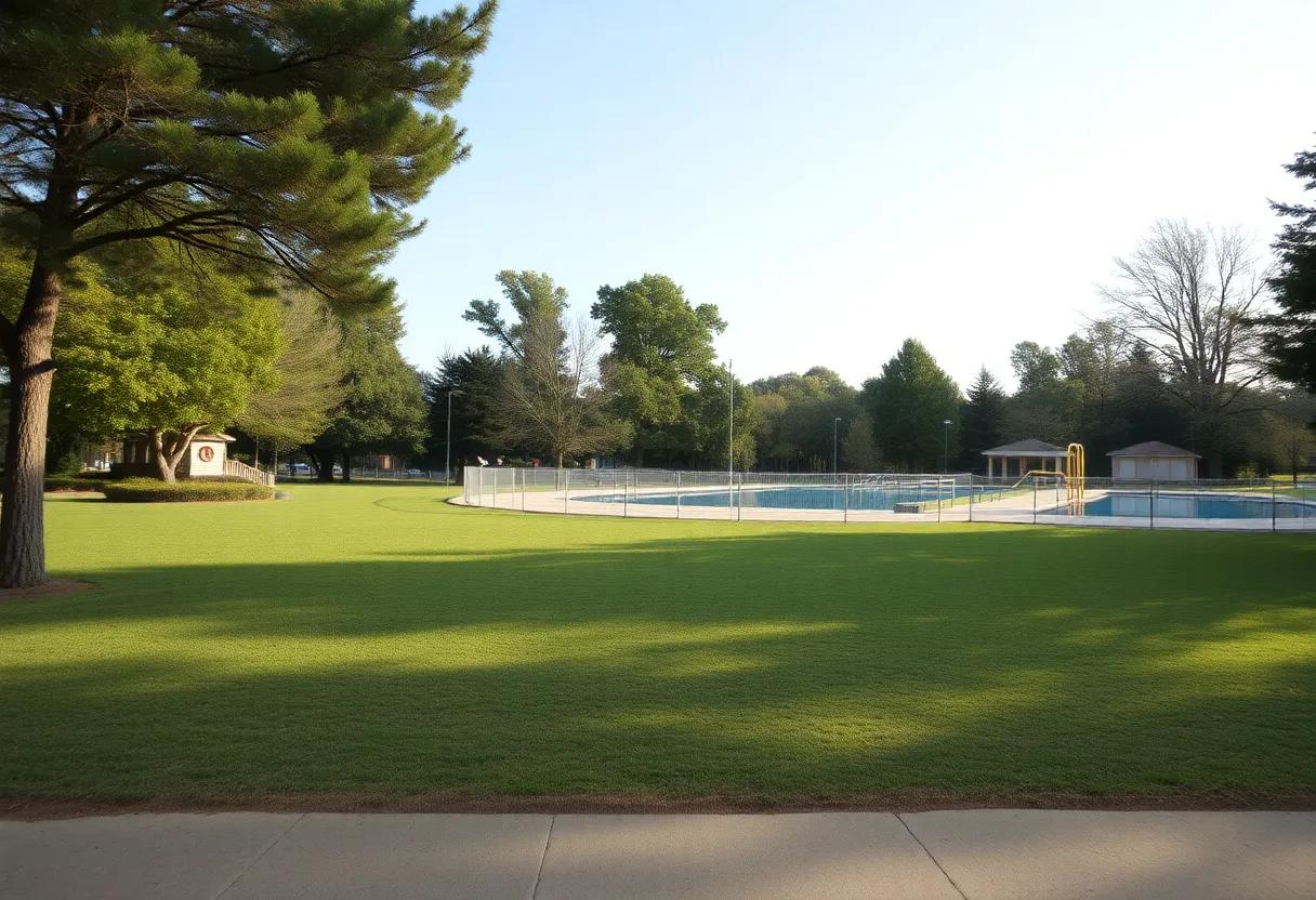 Lawn and swimming area at Ebenezer Park under maintenance