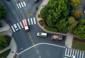 Emergency vehicles at a Lancaster County intersection after a collision