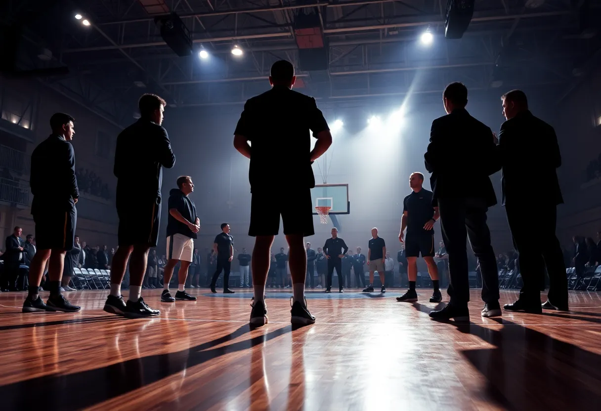 Basketball court representing the FBI sports betting investigation.