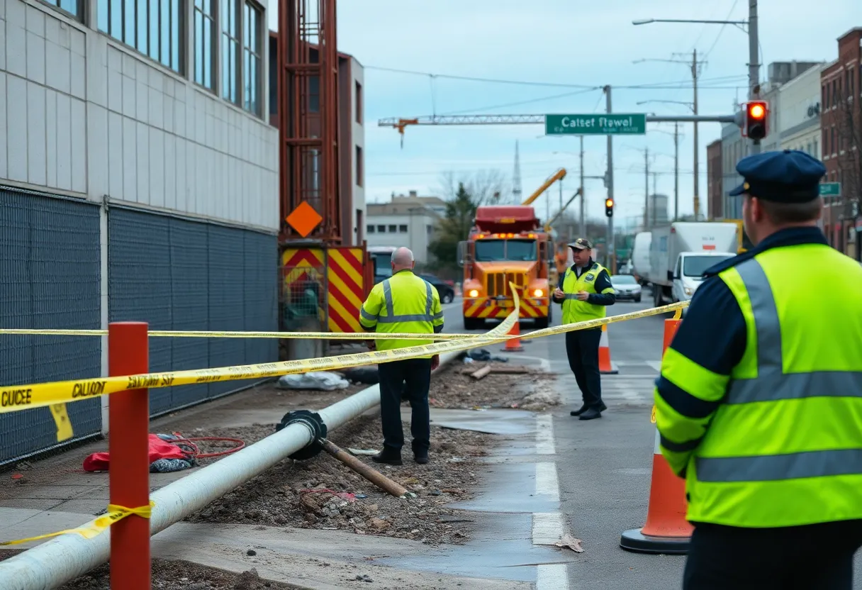Natural gas crew working at a construction site