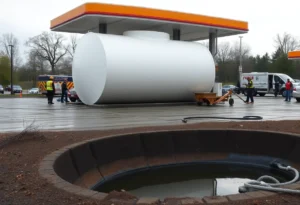 Emergency crews cleaning up a gasoline spill at Sam's Club in Rock Hill