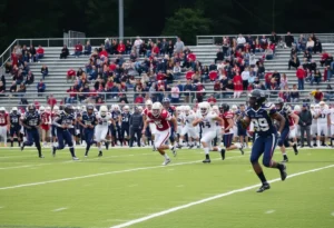 Players in action during a high school football game