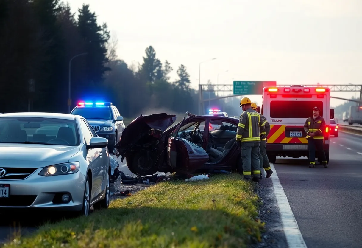 Emergency responders at a highway accident site in York County.