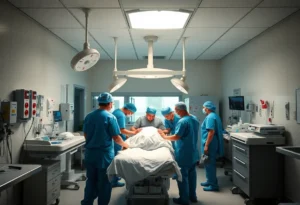 Emergency room staff dealing with a violent incident