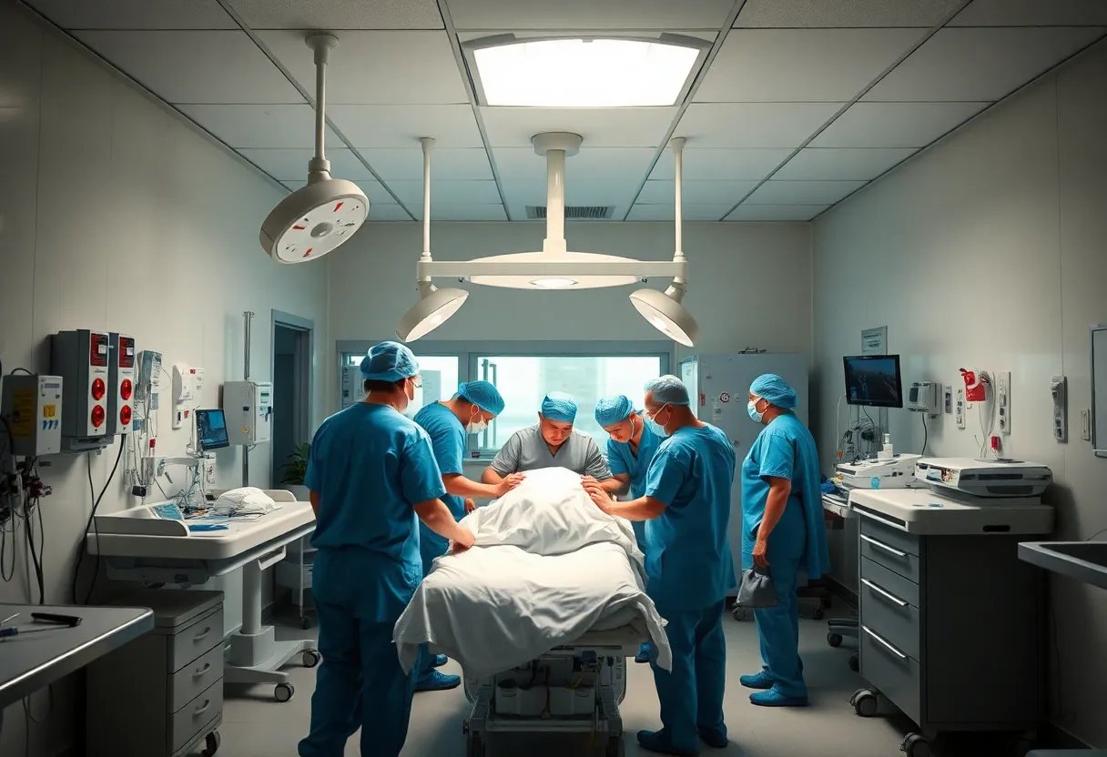 Emergency room staff dealing with a violent incident