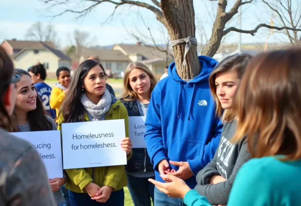 Community gathering advocating for housing security in Lancaster County