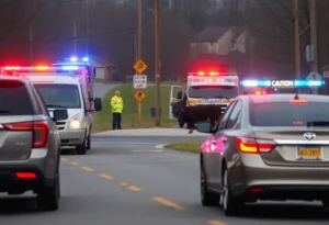 Emergency services at an intersection in Lancaster County following an accident