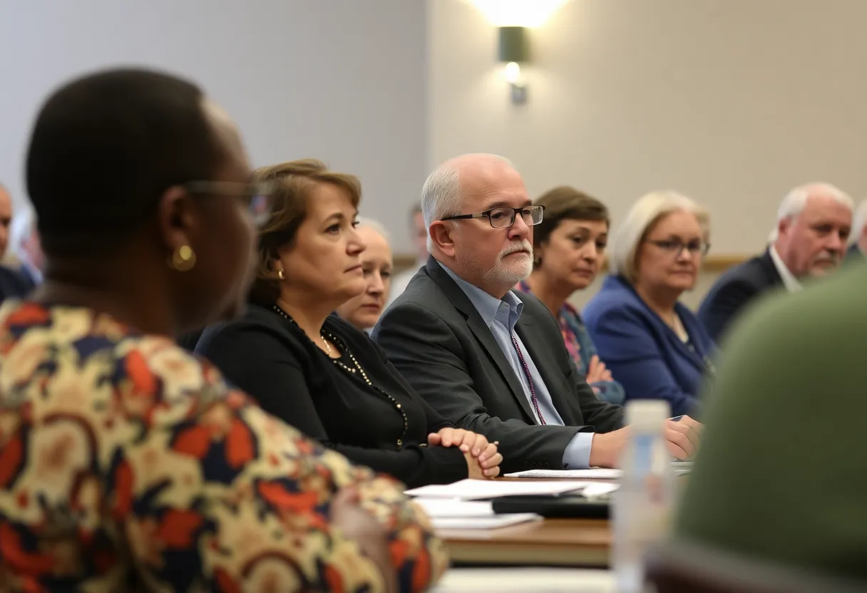 Meeting of Lancaster County officials discussing budget cuts