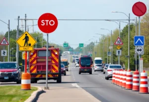 Construction scene indicating road safety improvements in Lancaster County