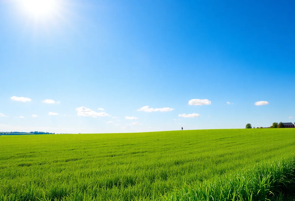 Sunny landscape of Lancaster County with green fields